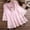 *Pink, variant on ClodeEU Women's Lace Patchwork V Neck 3/4 Sleeve Top with Tie,Casual Loose Blouse Sky Blue,Womens Plus M