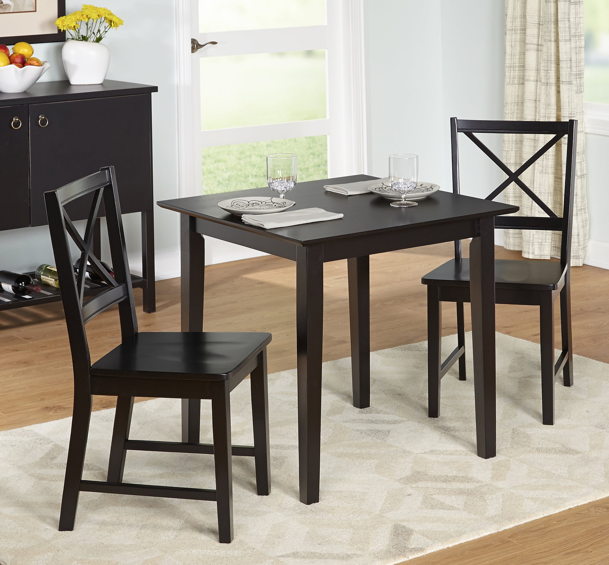 TMS Virginia Indoor Cross-Back Dining Chair, Set of 2, Black