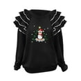 thumbnail image 2 of Yteetum Sweatshirt for Women Oversized Crewneck Merry Christmas Pleated Ruffle Trim Drop Shoulder Pullover Hoodless Sweatshirts Womens Casual Round Neck Loose Lantern Sleeve Xmas Holiday Sweatshirts, 2 of 7