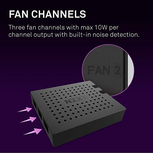 Nzxt Rgb Fan Controller Ac 2rgbc B1 Two Rgb Lighting Channels Three Digital Fan Channels Powered By Cam V4 Software Magent Velcro Mounting Internal Pc Lighting Controller