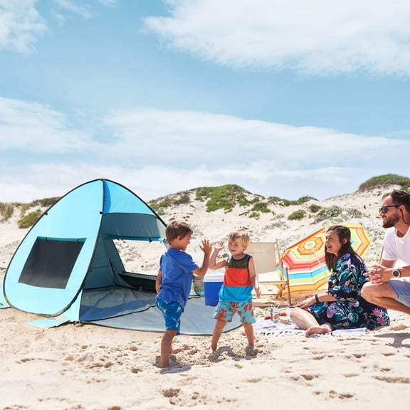 UPF 50  Pop Up Beach Tent, Easy Set Up Beach Umbrella, Sun Shelter for 2-3 People UV Protection Portable Sunshade, Baby Canopy Cabana, Lightweight with Carry Bag