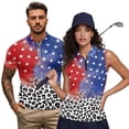 thumbnail image 2 of Garronmavis 250th Anniversary Matching Golf Shirts for Couple Lightweight Mens Hawaiian Shirt Summer Lapel Business Casual Office Work Dress Keep Cool in Hot Weather Quick Dry, 2 of 6