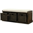 thumbnail image 2 of Topcobe Rustic Storage Bench, Classic Entryway Storage Bench with Removable Cushion and 3 Removable Fabric Basket, White, 2 of 8