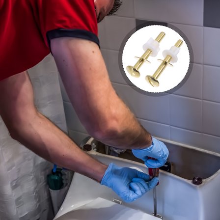 Soimiss 4Pcs Toilet Tank Bolt Assembly Kit Iron Plated Golden For Homeowners