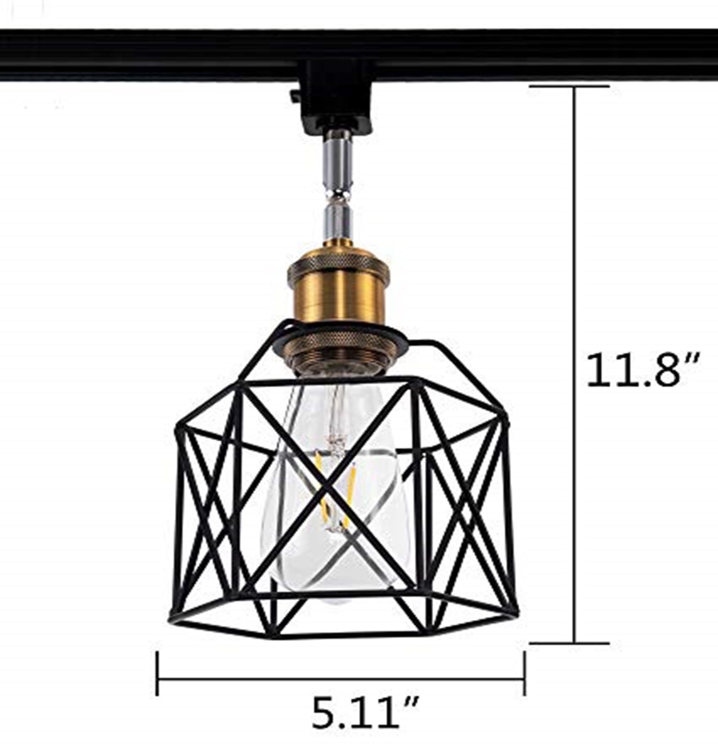 Kiven H System Track Lighting Heads,Vintage Loft Design, Black Basket Cage Track Mount Light,Adjustable Decorative Lighting Fixture for Kitchen Island Hotel Shop and Bar,Black - 3 Pack