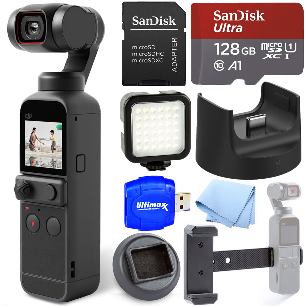 DJI Pocket 2 Gimbal Stabilizer Camera + Wireless Module + 128GB + LED Light  Kit
