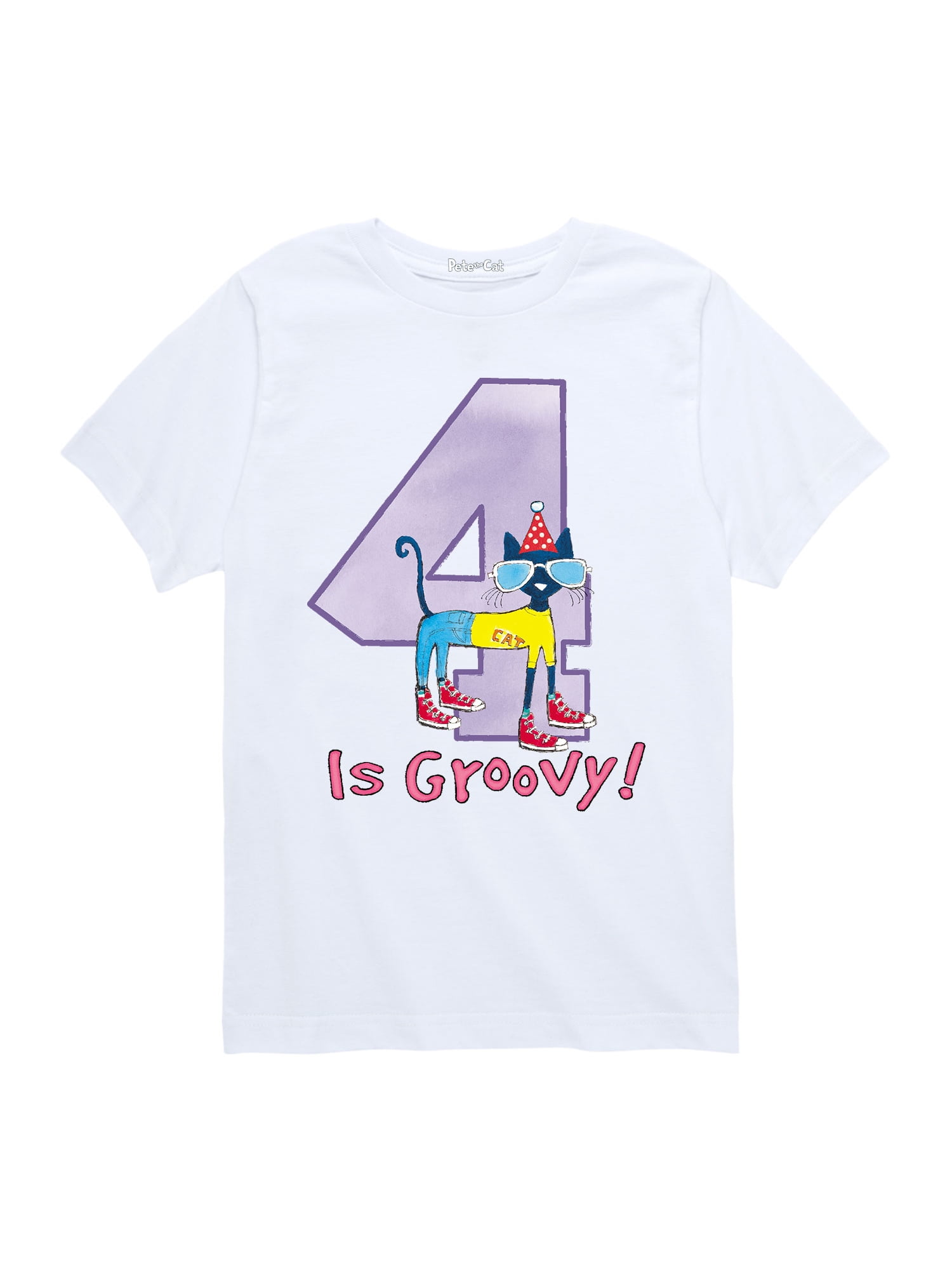 PETE THE CAT Pete The Cat 4Th Birthday Girls Toddler Short Sleeve T