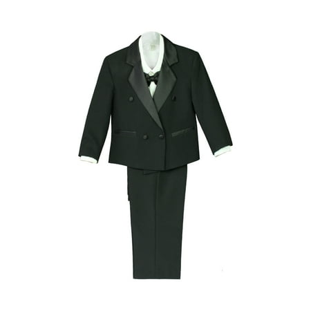

5pc Formal Wedding Baby Kid Boy Black Double Breasted Suit Tuxedo S M L XL 5 6 7
