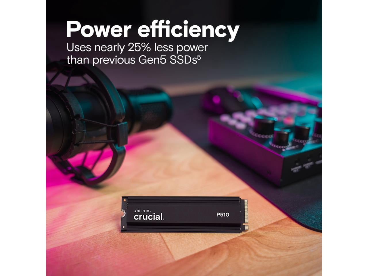 Crucial Technology CT1000P510SSD5 1TB NVMe M.2 PCIe 4.0 Internal SSD with Heatsink