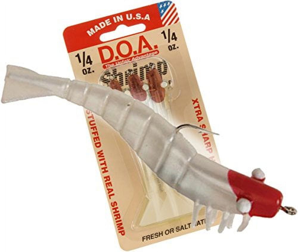 (3 pack) D.O.A. FSH3-3P-310 Shrimp Lure 3" 1/4 oz Pearl And Red Head 3 Per Pack