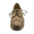 thumbnail image 3 of Ollio Women's Flat Shoes Wingtip Lace Up Faux Suede Oxford M2920, 3 of 6