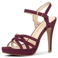 thumbnail image 1 of BLISSFUL STEP Women's Strappy Platform Slingback Stiletto Heels Sandals, 1 of 7