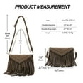 thumbnail image 6 of KouLi Buir Leather Envelope Fringe Shoulder Bag Tassel Crossbody Handbag Women's Purse (Khaki), 6 of 6