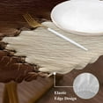 thumbnail image 4 of Cow Cowhide Round Fitted Table Cover Abstract Brown Seam Leather Waterproof Table Cloth with Elastic Edge Wipeable Tablecloth for Picnic Camping Party Fits 55"-60" Diameter, 4 of 8