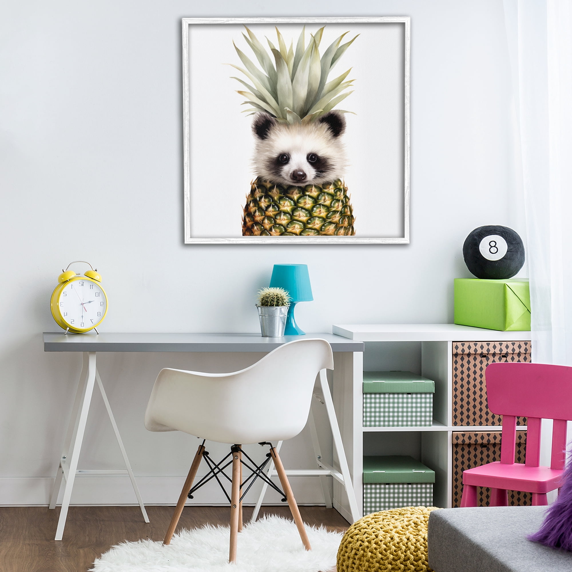 Stupell Industries Pineapple Panda Cub White Framed Giclee Art, design by Lazar Studio
