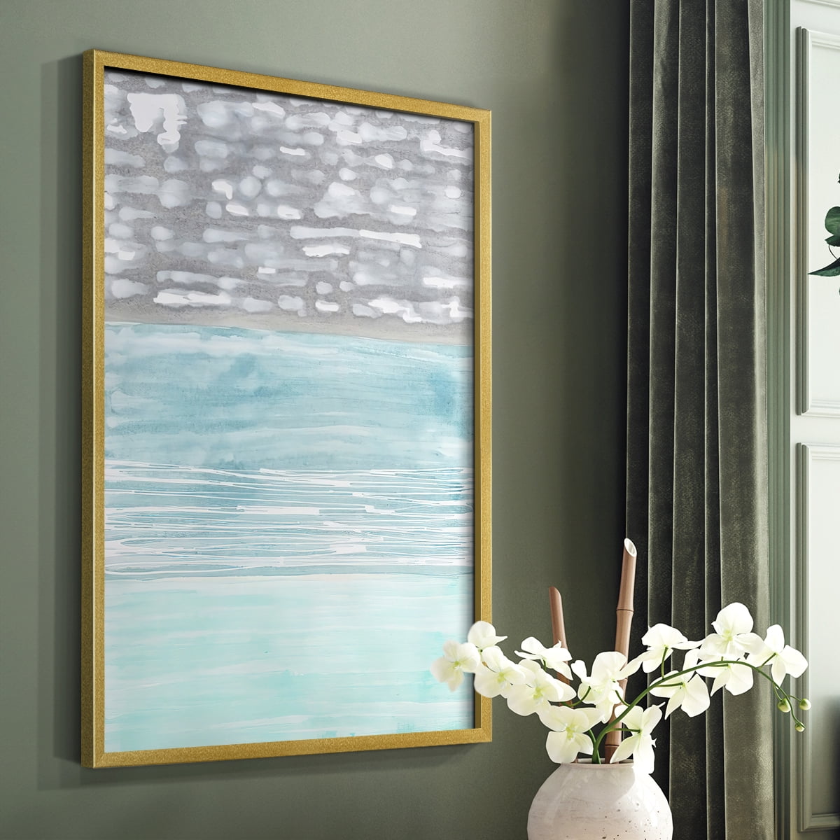 Hydrusphere II Framed Print in Gold Solid Wood Framed Print No Nail Hanging