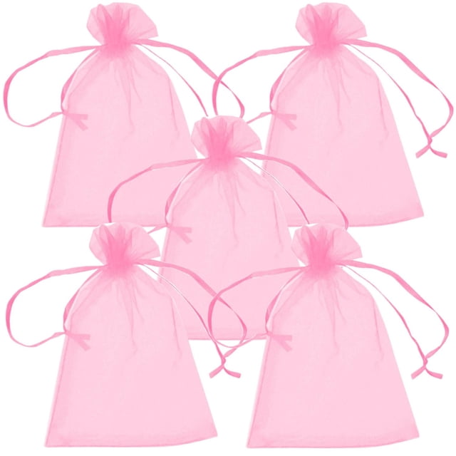 Bolsa Costalito de Organza PouchyPink 5Pzas Rosa 5x7cm Tela Bolsa Organza.