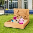 thumbnail image 4 of Costway Wooden Sandbox w/ Sand Wall & Cover & Bottom Liner for Kids Outdoor, 4 of 11