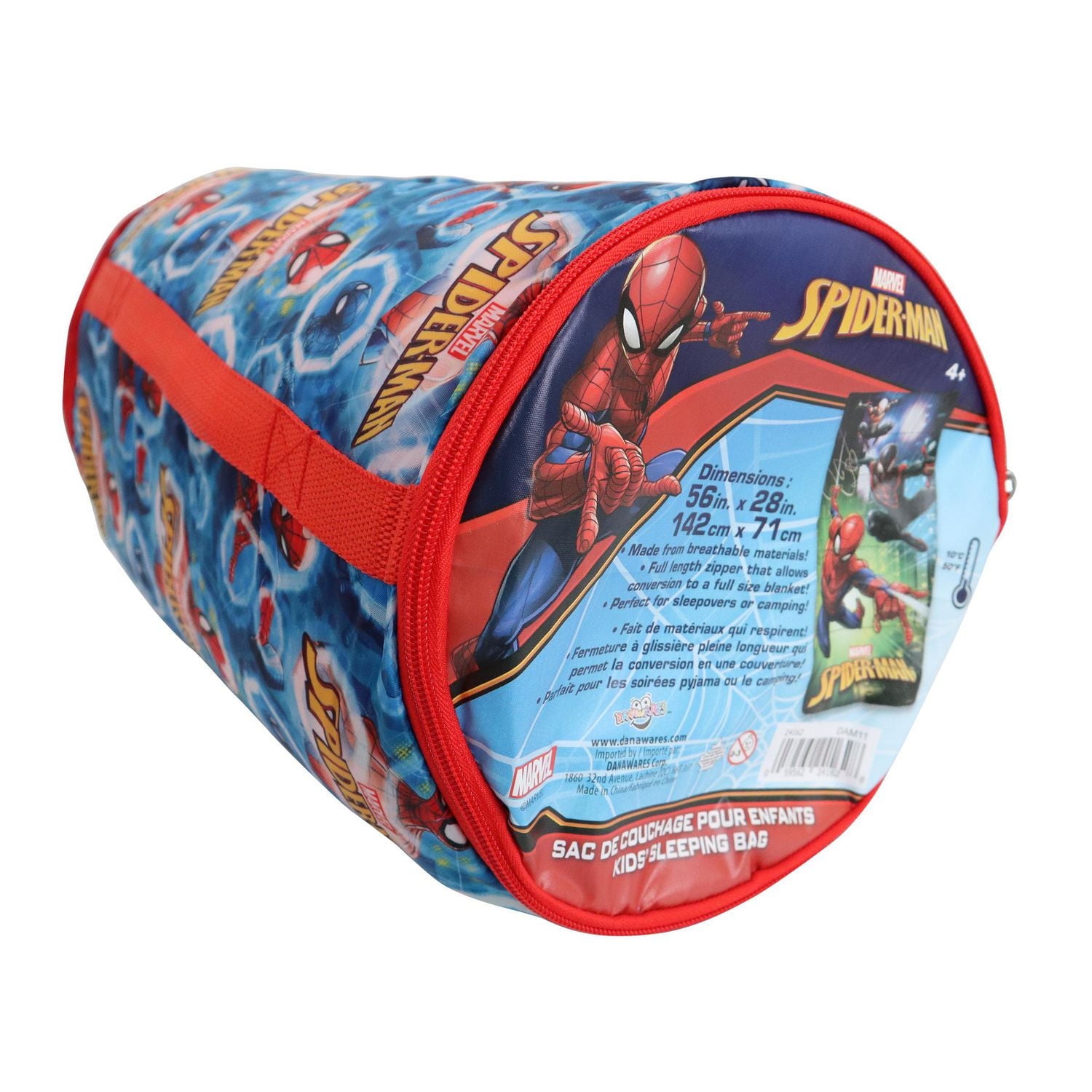 スーパーヒーロー スパイダーマン 子供用 寝袋 スリーピングバッグ USA購入 Spider-Man Kid's Sleeping Bag with Duffle Bag - Walmart.ca