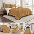 thumbnail image 6 of 3 Pieces King Quilt Set,Orange and White Striped Soft Bedding Sets with 1 Quilt & 2 Pillow Shams,Modern Minimalist Lines Summer Bedspread Lightweight Coverlet Comforter for All Season, 6 of 9