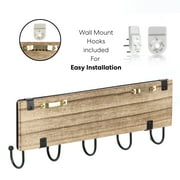 Snapinvent Wall Mounted Key Hooks Holder | Entryway Wooden Keys Hanger Organizer | Natural Wall-mount Wood & Metal Key-hooks