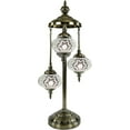 thumbnail image 2 of SILVERFEVER Moroccan Lamps Mosaic Turkish Lamp -Three Tier Lanterns Colorful Handmade Glass Floor or Table with E 12 Bulbs Star of David Clear Moonlight, 2 of 7