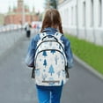 thumbnail image 6 of FORMRS Unisex Backpack Elementary School Travel Bookbag with Reflective Stripes, Blue Simple Cartoon Snowmen, 6 of 7