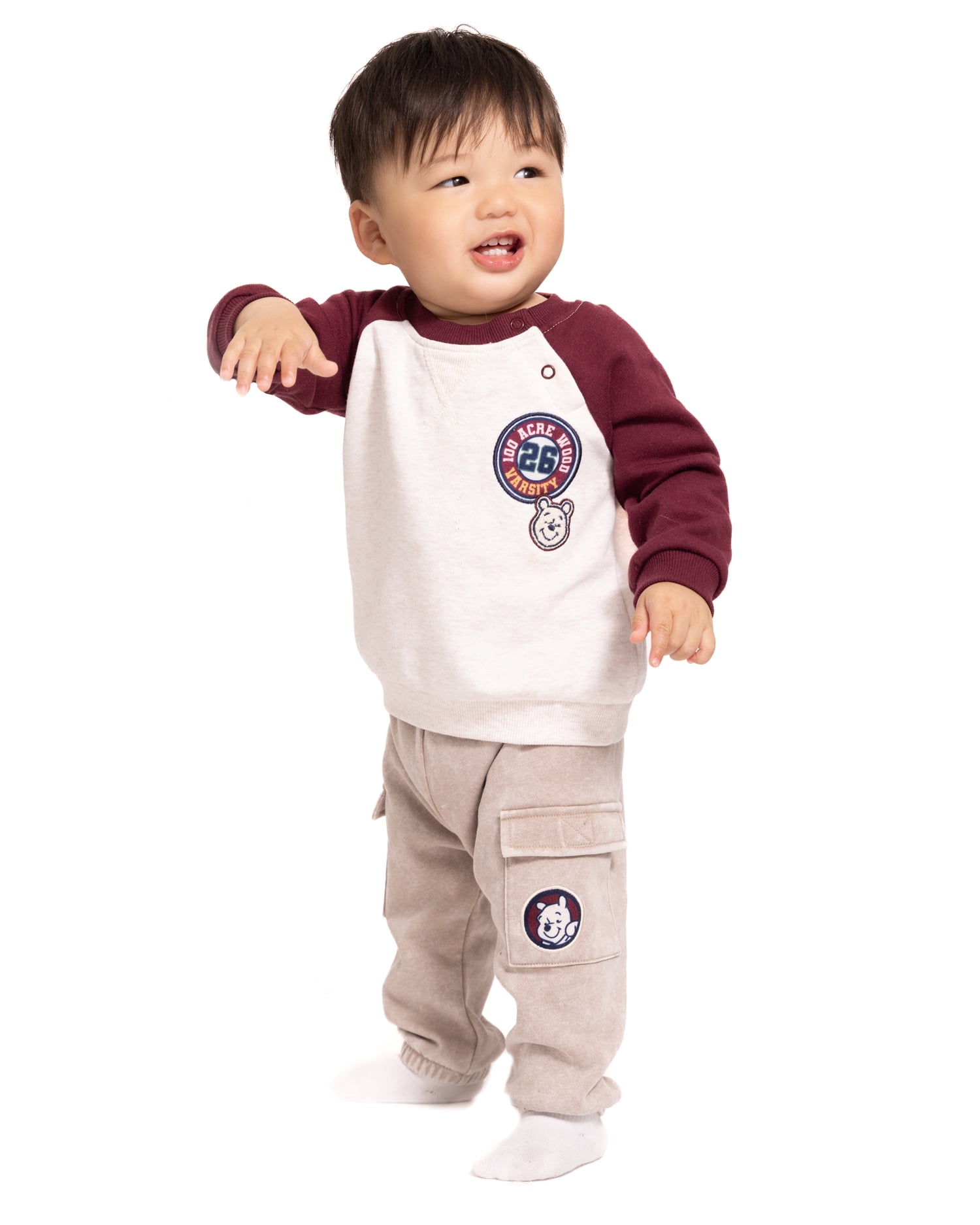 Winnie the Pooh Baby Boys Sweatshirt and Cargo Jogger Sweatpants, 2 Piece, Sizes 0/3M-24M