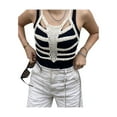 thumbnail image 3 of Seyurigaoka Women Knit Sweater Rainbow Striped Tank Gothic Skeleton Bones Cami Corset Crop Tops E-Girl Harajuku Grunge Mini Vest, 3 of 6