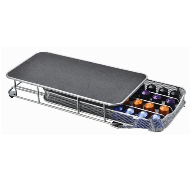 Cajón para cápsulas de café, 40 Uds., estante de almacenamiento para cápsulas de café, soporte para cajón de café, plateado