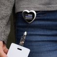 thumbnail image 2 of I Stand Behind the Heroes Who Protect This Line Thin Blue American Flag Heart Lanyard Retractable Reel Badge ID Card Holder, 2 of 3
