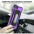 thumbnail image 3 of for iPhone SE 2020 Case, iPhone 7/8 Case Rugged Military Dual Layer Heavy Duty iPhone SE 2020 Case with Screen Protector TPU Bumper Full Protection Metal Kickstand Shockproof Case 4.7 inch,Purple, 3 of 7