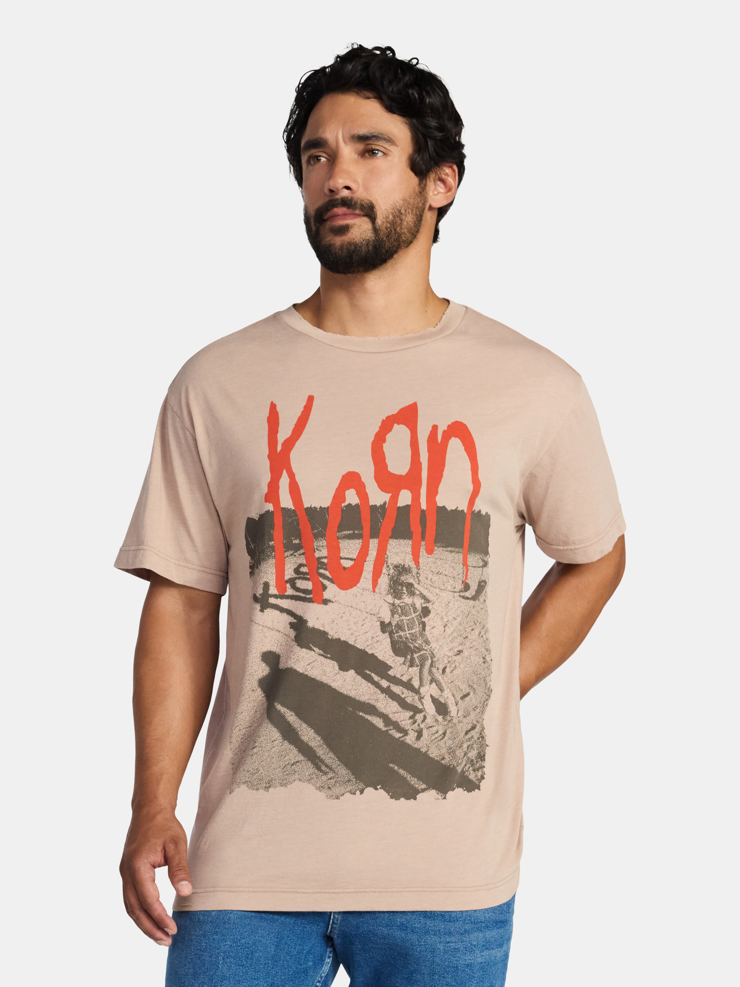 Korn Men's and Big Men's Graphic Cotton Band Tee with Short