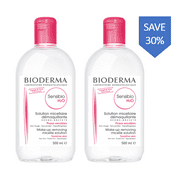 Bioderma Sensibio H2O Micellar Cleansing Water and Makeup Remover Solution for Face, Sensitive Skin, 16.7 fl oz, 2 Pack