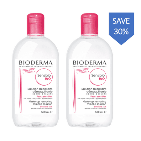Bioderma Sensibio H2O Micellar Cleansing Water and Makeup Remover Solution for Face, Sensitive Skin, 16.7 fl oz, 2 Pack