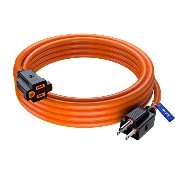 Maximm Extension Cord 15 Ft Orange Power Cords Indoor 16 Gauge Wire SJTW Heavy Duty ETL Listed (15Ft, Orange)