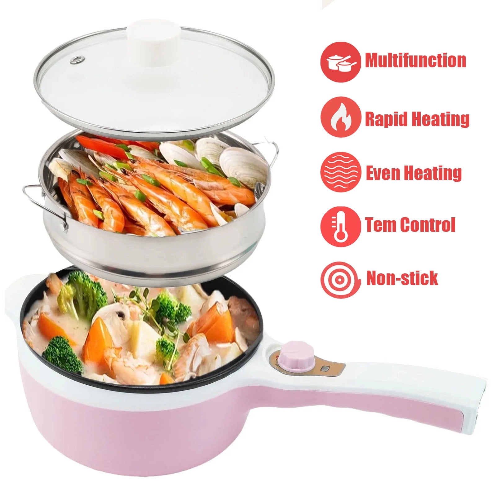Multifunctional Electric Hot Pot with Non-Stick Coating, Mini