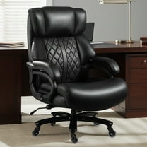 Qusaphy 800LBS Big and Tall Executive Office Chair, PU Leather Ergonomic Desk Chair with Adjustable Backrest and Thick Padded Cushion, Heavy Duty Chair for Home or Office Black