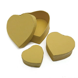 Case Premade Paper Mache Heart Boxes - Stacking Papier Mache Cardboard  Heart Shape Box (7-1/4, 8-1/2 and 9-1/4) DIY Painting Craft Gift Boxes  with