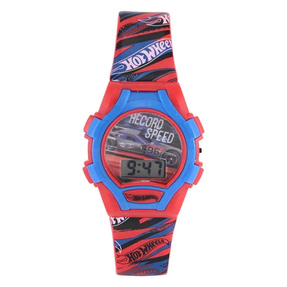 Mattel Hot Wheels Red Printed Silicone Strap Watch; HTW4013WM
