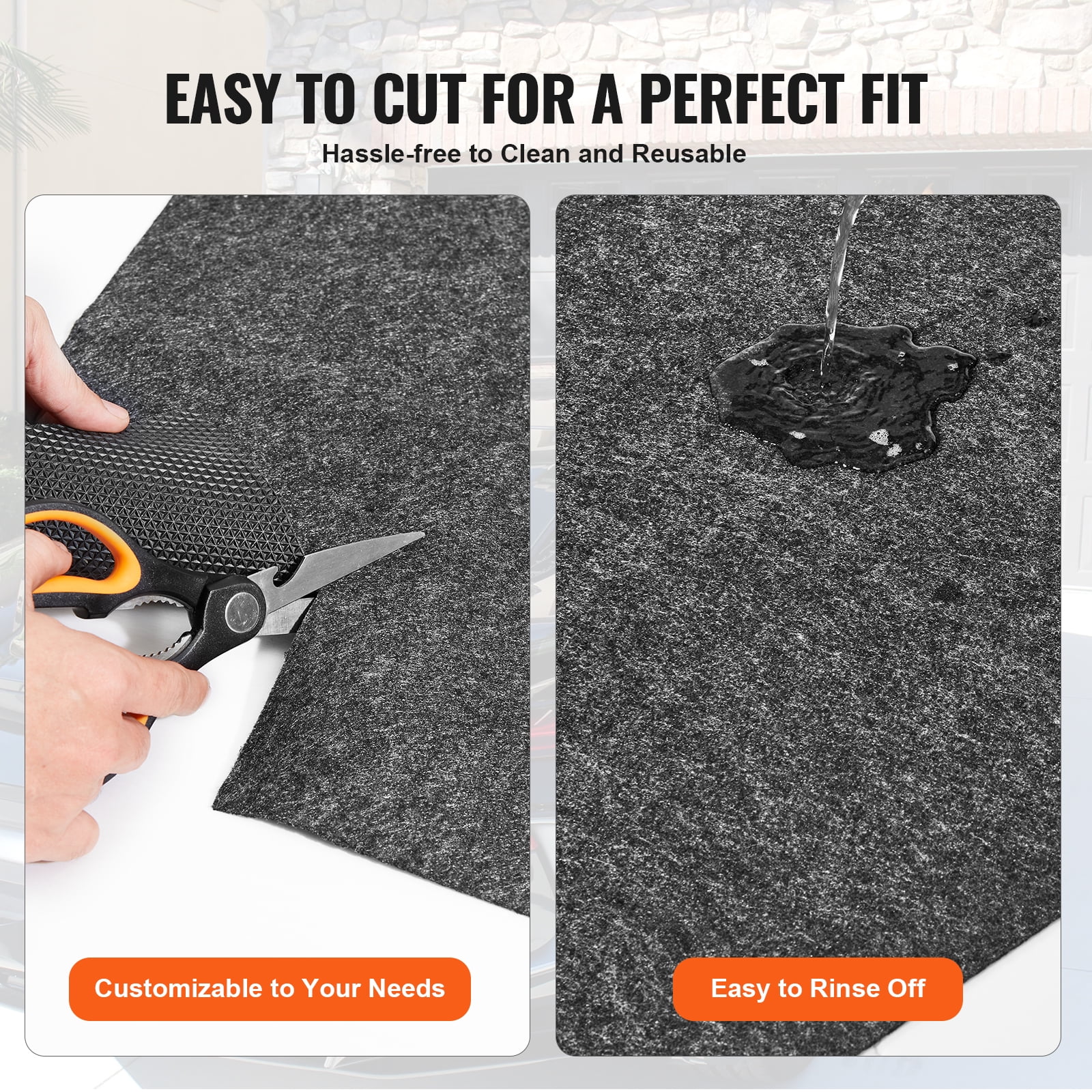 KFFKFF Garage Floor Mat 6.6'x8.5' Non-slip Heavy Duty Containment Mat Waterproof