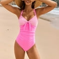thumbnail image 7 of Linfrsh Women Sexy Tummy Control One Piece Swimsuit Halter Retro High Waisted Bathing Suit Pink,L, 7 of 7