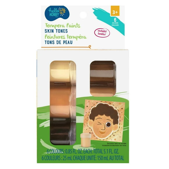 HELLO HOBBY TEMPERA PAINTS (SKIN TONES) 6 COLOURS:0.85 FL.OZ.EACH:TOTAL 5.1 FL.OZ., 6 COLOURS: 0.85 FL.OZ.EACH: TOTAL 5.1 FL.OZ.