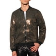 thumbnail image 1 of Chaqueta Varsity con lentejuelas INSPIRE CHIC para hombre, con cierre, mangas largas, chaqueta brillante dorada XL, 1 of 4