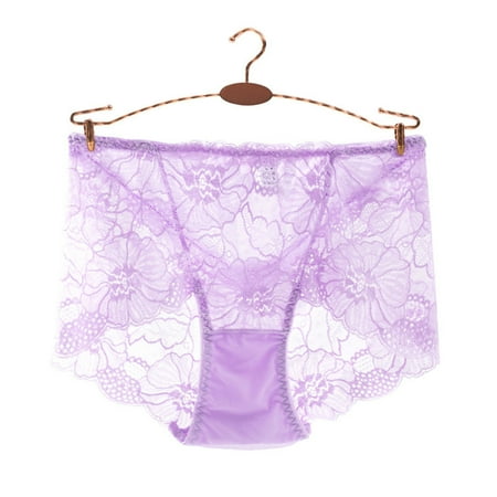 SEMPAI Women s Mid-waist Sexy Lace Thin Mesh Breathable Underwear Briefs Gift Deals