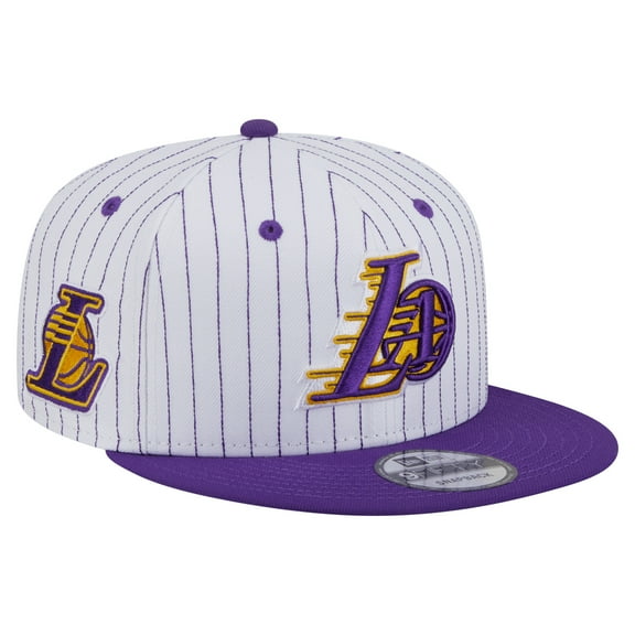 Men's New Era  White Los Angeles Lakers Deceptor Pinstripe 9FIFTY Snapback Hat
