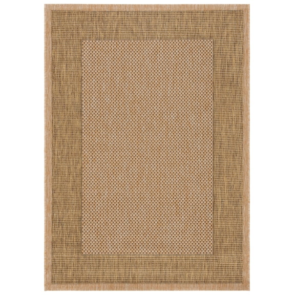 Safavieh Courtyard Justine Bordered Indoor/Outdoor Area Rug, Natural/Gold, 4' x 5'7"