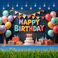 thumbnail image 5 of Rainbow Balloons Birthday Banner Colorful Cake Party Celebration Decor for Birthday Party Event Kids, 5 of 7