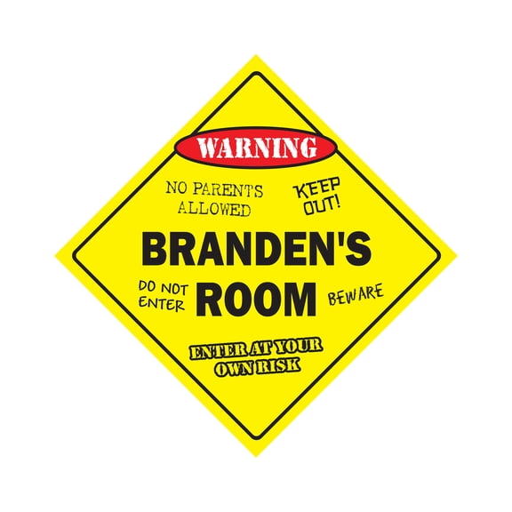 Branden's Room Sign Crossing Zone Xing | Indoor/Outdoor | 20" Tall kids bedroom decor door children's name boy girl