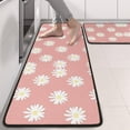 thumbnail image 2 of Kitchen Rugs Sets Of 2,Pink Daisy Flower White Blooms Pattern Anti Fatigue Kitchen Mat Rugs Non Slip Washable,Decorative Kitchen Floor Mats for Kitchen,Sink,Laundry,17"x47"+17"x47", 2 of 5